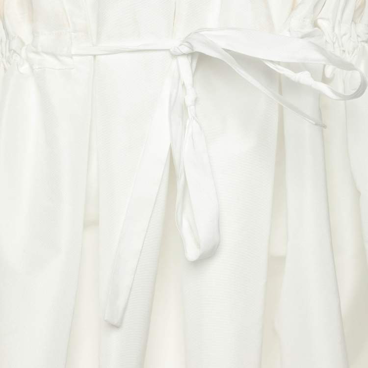 Pre Owned Alexander McQueen White Nylon Flared Midi Skirt M