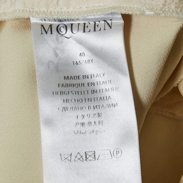 Pre Owned Alexander McQueen Cream Wool Blend Straight Trousers S