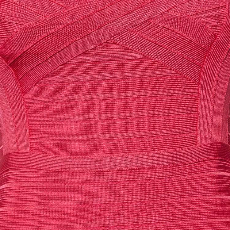 Pre Owned Herve Leger Fuchsia Pink Bandage Jersey Sleeveless Bambi Dress S
