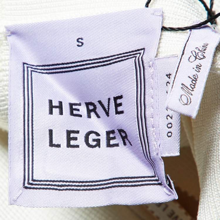 Pre Owned Herve Leger Alabaster White Bandage Jersey Mini Idrissa Skirt S