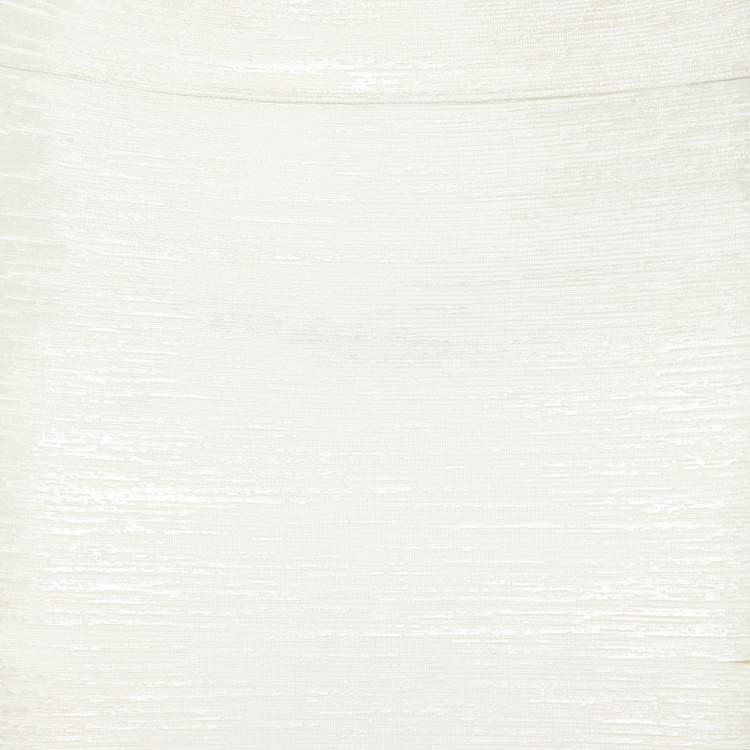 Pre Owned Herve Leger Alabaster White Bandage Jersey Mini Idrissa Skirt S