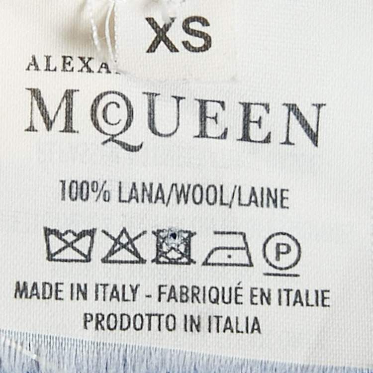 Pre Owned Alexander McQueen Blue Wool Knit Asymmetric Midi Dress XS