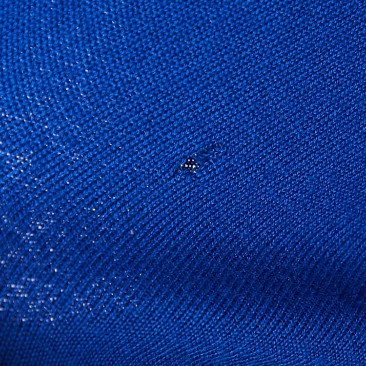 Pre Owned Alexander McQueen Blue Wool Knit Asymmetric Midi Dress XS