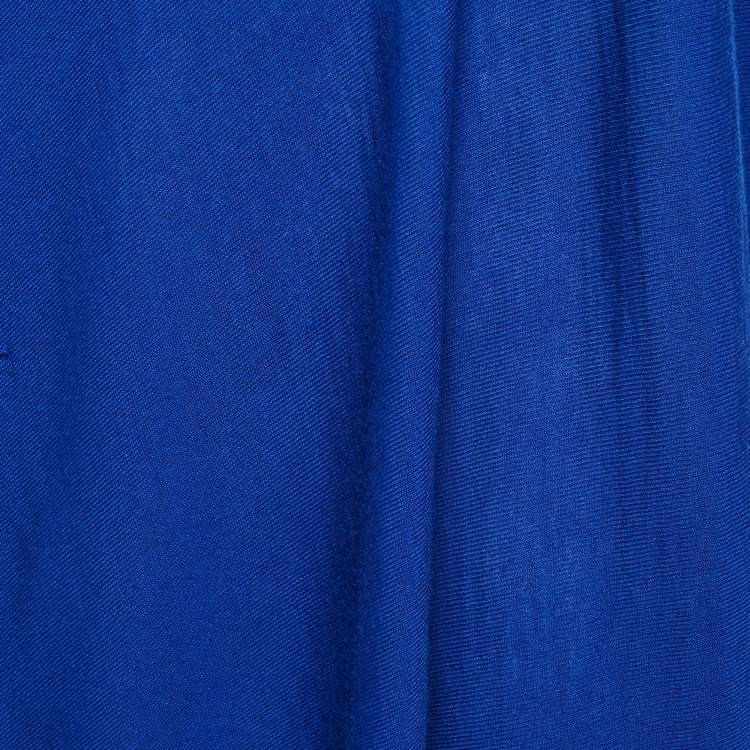 Pre Owned Alexander McQueen Blue Wool Knit Asymmetric Midi Dress XS