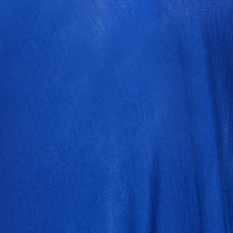 Pre Owned Alexander McQueen Blue Wool Knit Asymmetric Midi Dress XS