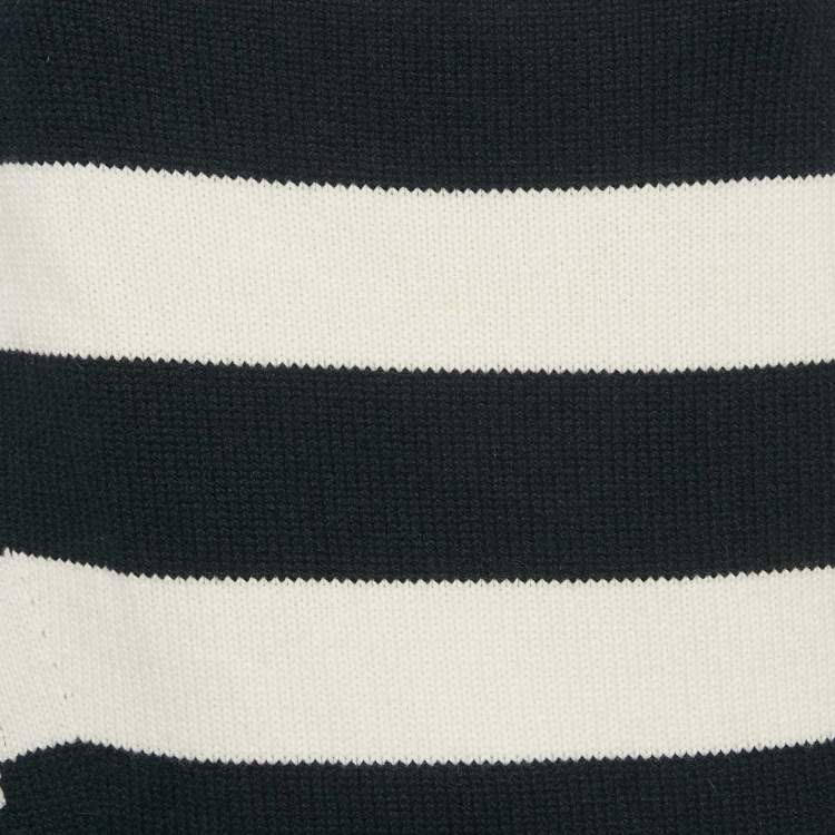 Pre Owned Alexander McQueen White Striped Wool Blend Sweater L
