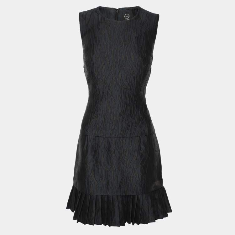 Pre Owned Alexander McQueen Navy Blue Jacquard Sleeveless Midi Dress S