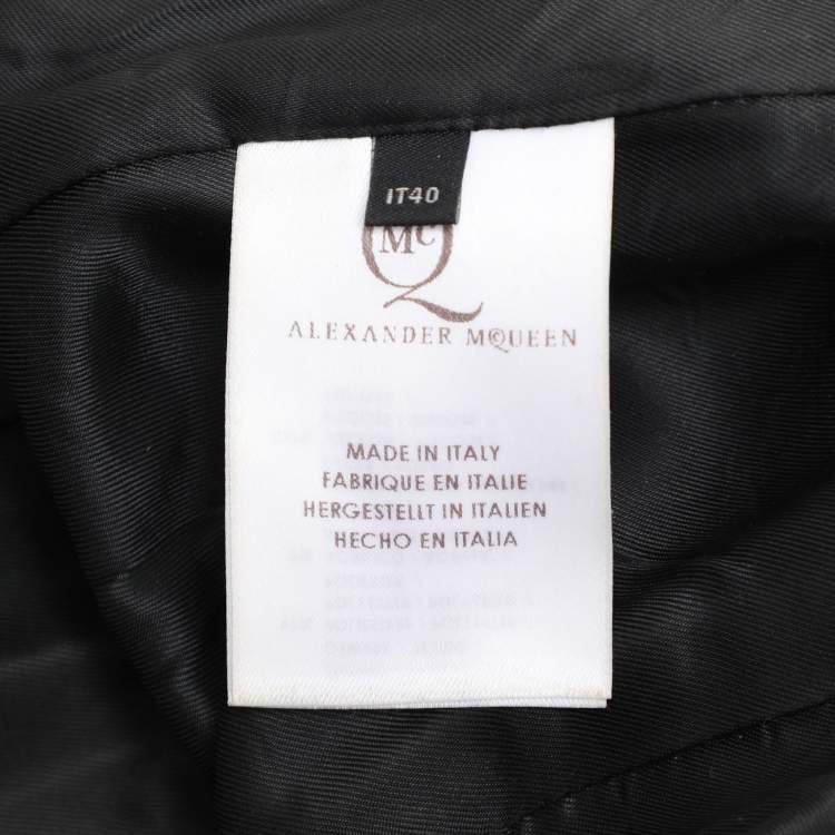Pre Owned Alexander McQueen Navy Blue Jacquard Sleeveless Midi Dress S