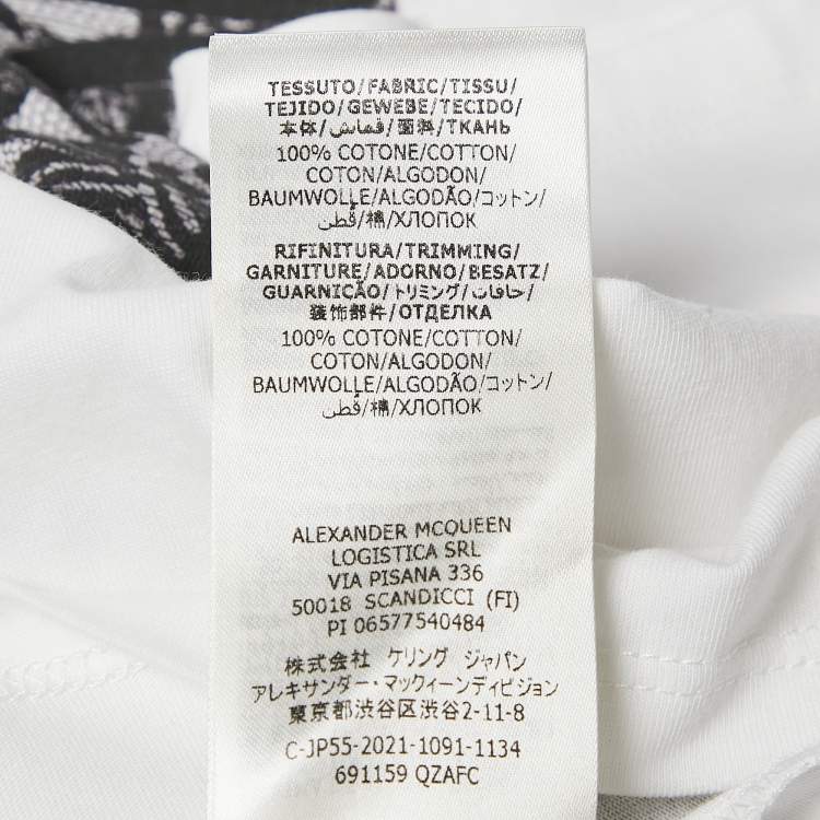 Pre Owned Alexander McQueen White Corset Print Cotton T-Shirt S