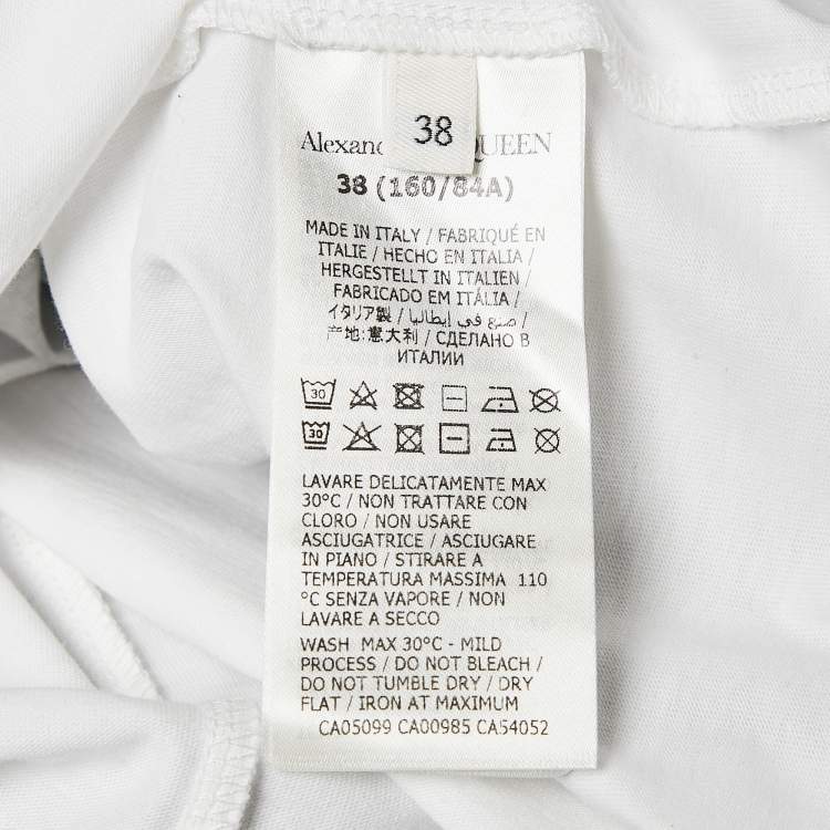 Pre Owned Alexander McQueen White Corset Print Cotton T-Shirt S
