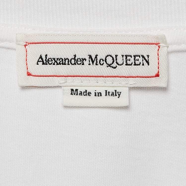Pre Owned Alexander McQueen White Corset Print Cotton T-Shirt S
