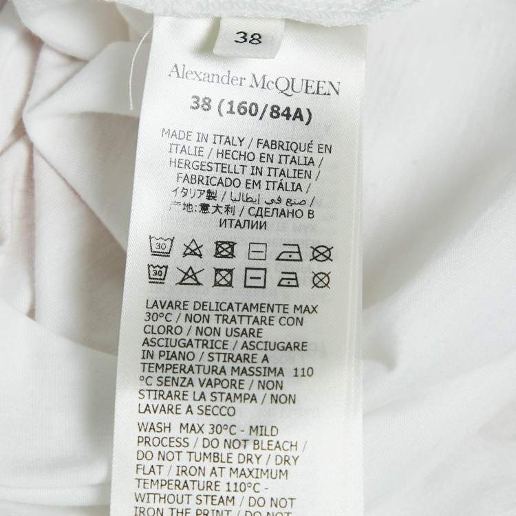 Pre Owned Alexander McQueen White Corset Print Cotton T-Shirt S
