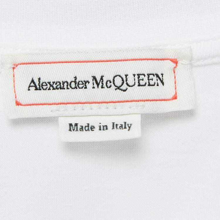 Pre Owned Alexander McQueen White Corset Print Cotton T-Shirt S