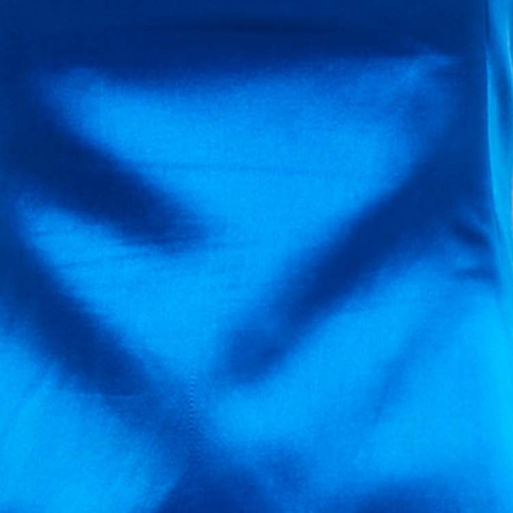 Pre Owned Alexander McQueen Blue Silk Satin Sheath Dress S