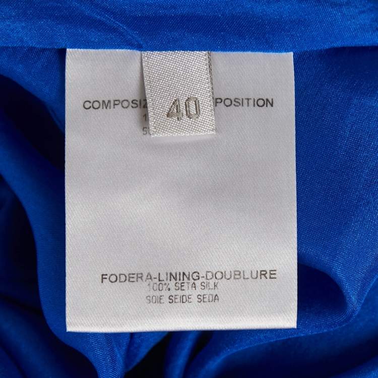 Pre Owned Alexander McQueen Blue Silk Satin Sheath Dress S