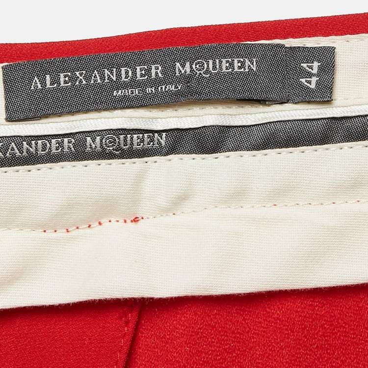Pre Owned Alexander McQueen Red Crepe Tailored Trousers M 