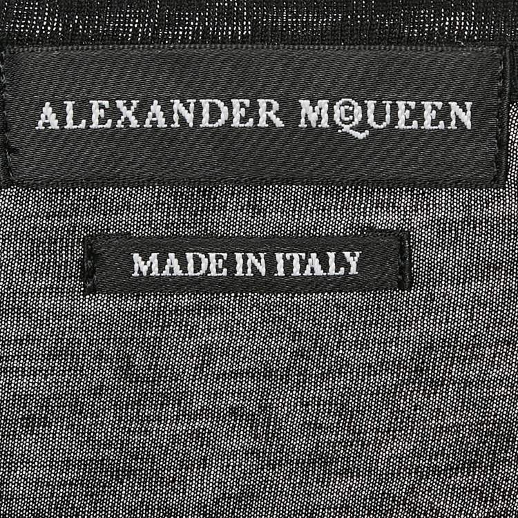 Pre Owned Alexander McQueen Black Ribcage Print Cotton T-Shirt M