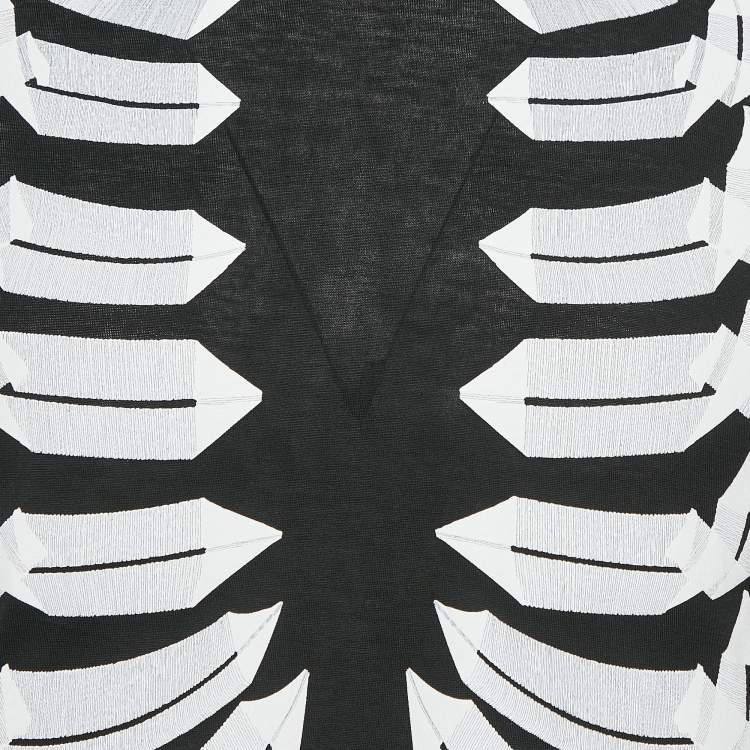Pre Owned Alexander McQueen Black Ribcage Print Cotton T-Shirt M