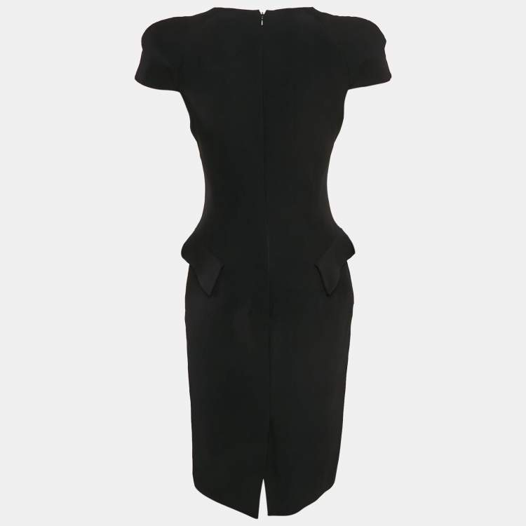 Pre Owned Alexandre Mcqueen Black Crepe Cowl Neck Detail Knee-Length Dress M
