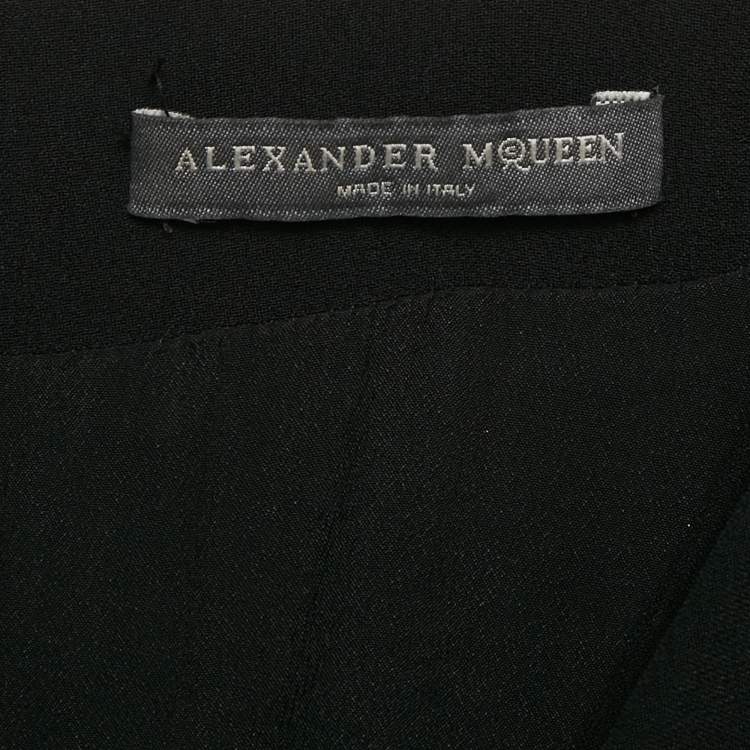 Pre Owned Alexandre Mcqueen Black Crepe Cowl Neck Detail Knee-Length Dress M