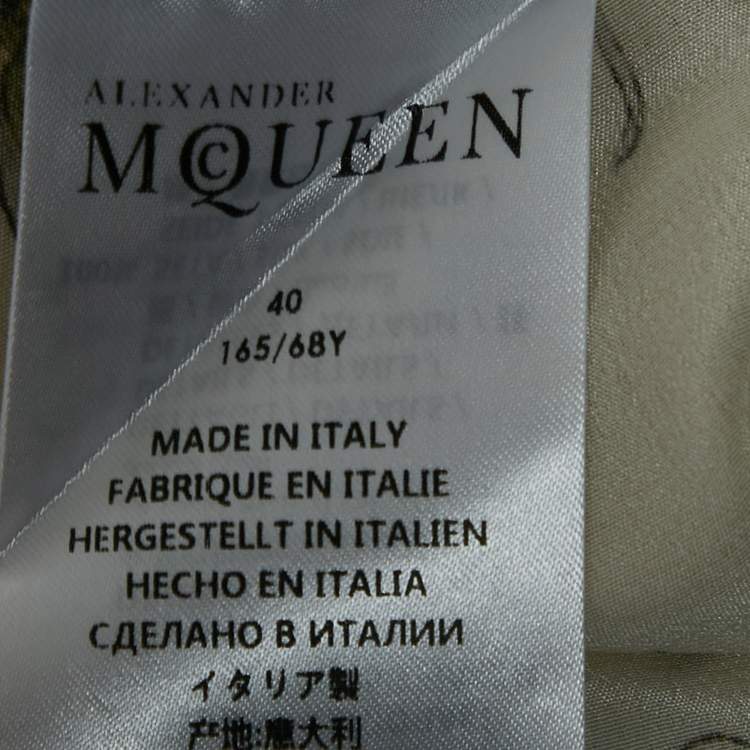 Pre Owned Alexander McQueen Off-White Floral Print Silk Pants S