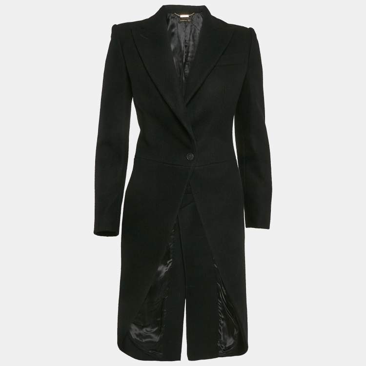 Pre Owned Alexander McQueen Black Wool Single Breasted Tailcoat S