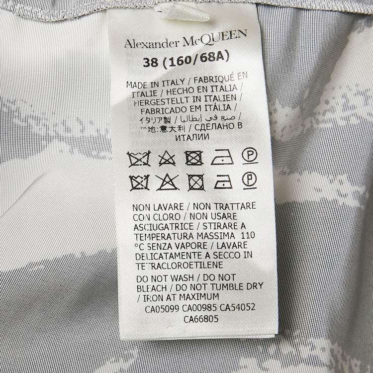 Pre Owned Alexander McQueen Black Monochrome Graffiti Print Faille Midi Skirt S