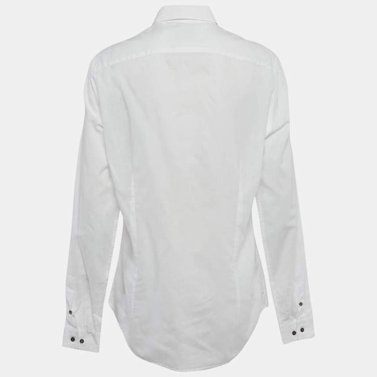 Pre Owned Alexander McQueen White Printed Cotton Button Front Shirt XL