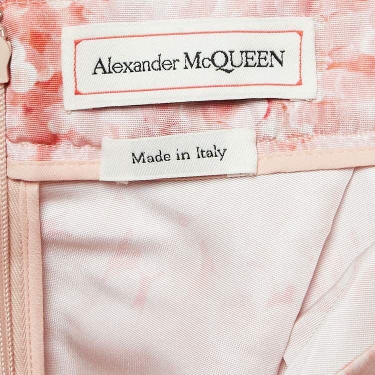 Pre Owned Alexander McQueen Pink Floral Print Synthetic Long Skirt M