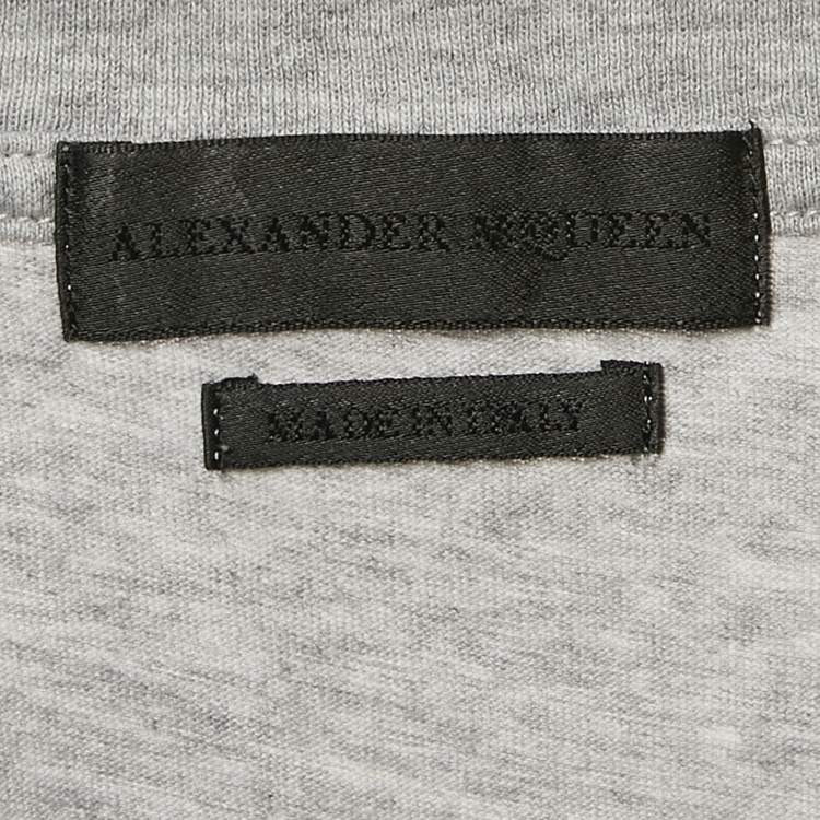 Pre Owned Alexander McQueen Grey Cotton Skull Print Crew Neck T-Shirt XS