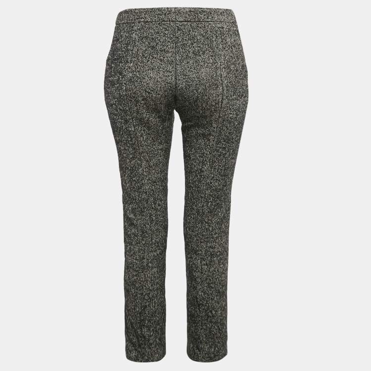 Pre Owned Alexander McQueen Black Herringbone Boucle Wool Capri Pants S