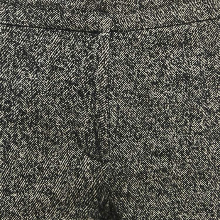 Pre Owned Alexander McQueen Black Herringbone Boucle Wool Capri Pants S
