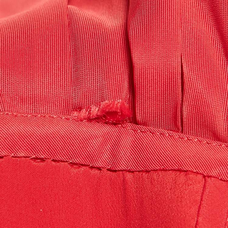 Pre Owned Alexander McQueen Red Tulle Trim Chiffon Corset Gown S