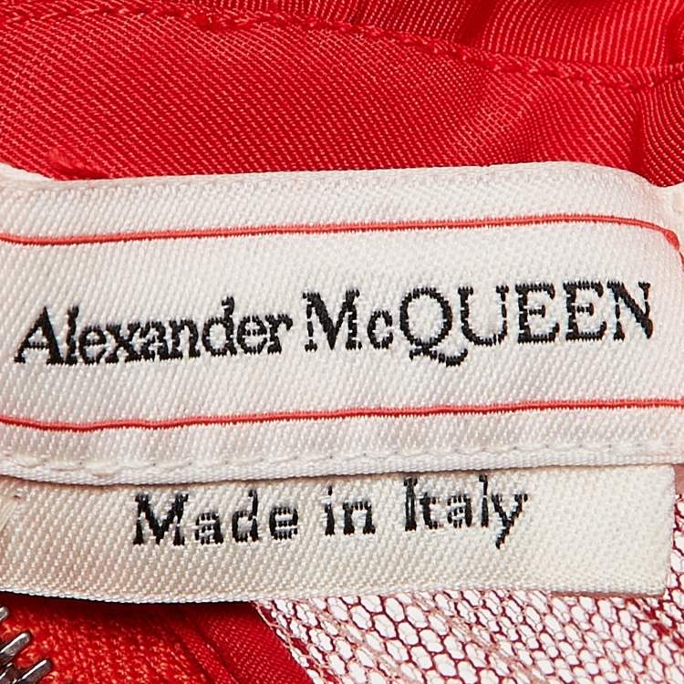 Pre Owned Alexander McQueen Red Tulle Trim Chiffon Corset Gown S