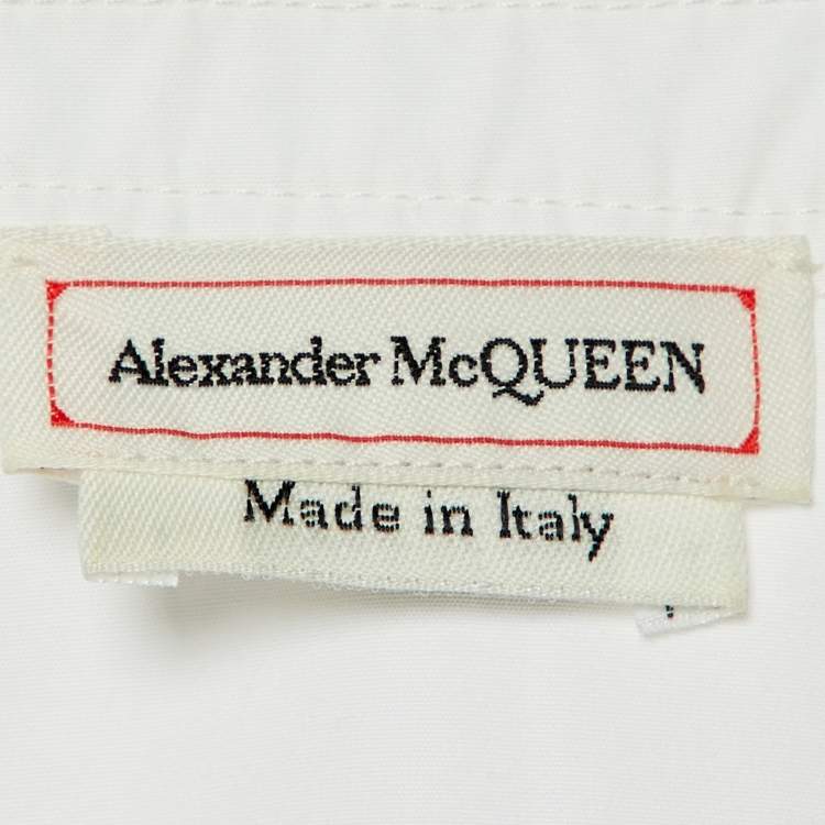 Pre Owned Alexander McQueen White Cotton Button Front Peplum Shirt L