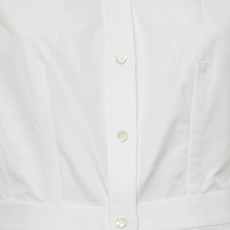 Pre Owned Alexander McQueen White Cotton Button Front Peplum Shirt L