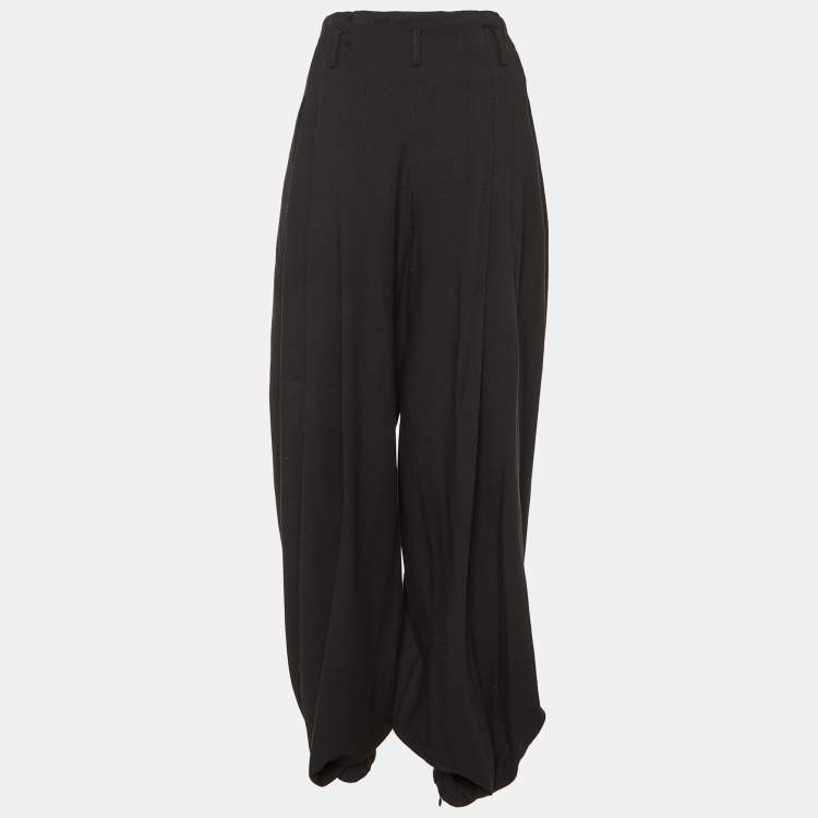 Pre Owned Alexander McQueen Black Wool Blend Pleated Trousers S