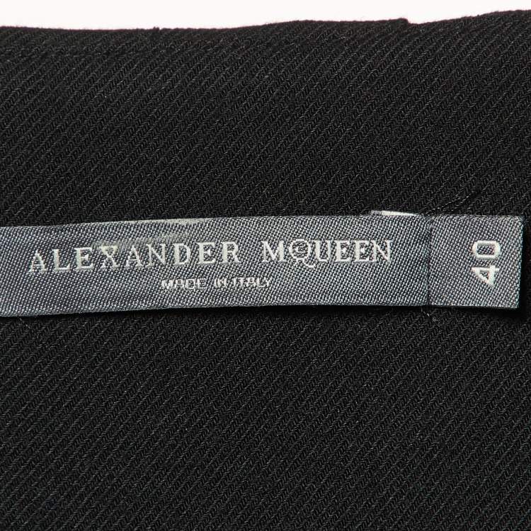 Pre Owned Alexander McQueen Black Wool Blend Pleated Trousers S