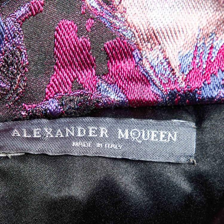 Pre Owned Alexander McQueen Pink Orchid Jacquard Sleeveless Gown M