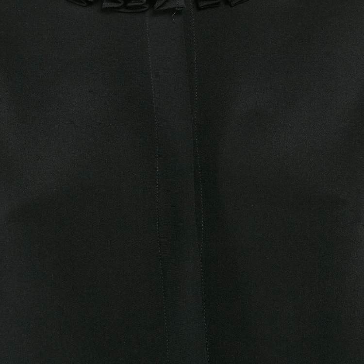 Pre Owned Alexander McQueen Black Silk Ruffled Button Front Blouse M