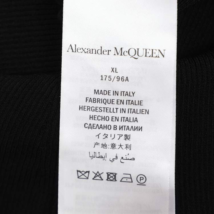Pre Owned Alexander McQueen Black Rib Knit Top XL