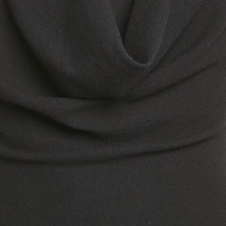 Pre Owned Alexander McQueen Black Wool Cowl Neck Pencil Dress M