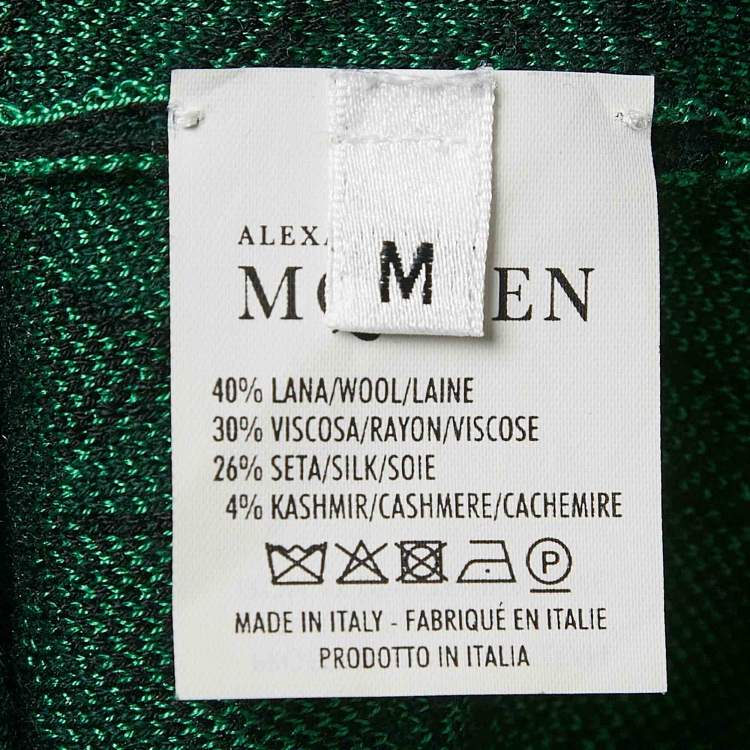 Pre Owned Alexander McQueen Green Wool Blend Jacquard Knit Sleeveless Midi Dress M