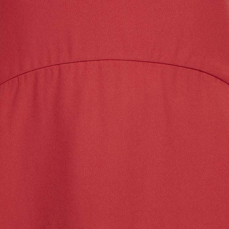 Pre Owned Alexander McQueen Red Crepe High-Low Flared Top M