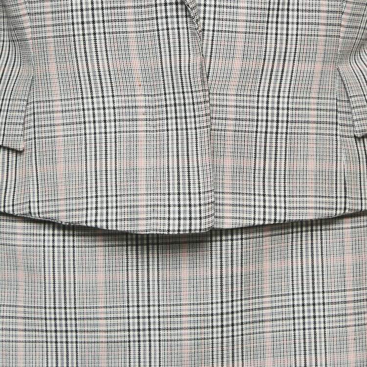 Pre Owned Valentino Grey/Pink Price Of Wales Wool Skirt and Top Set M 