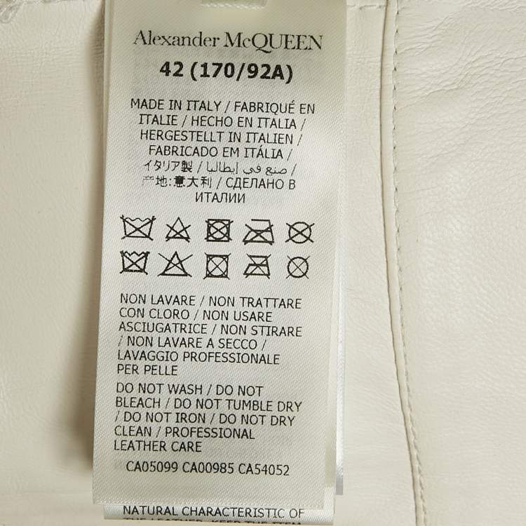 Pre Owned Alexander McQueen White Leather Bralette Crop Top M