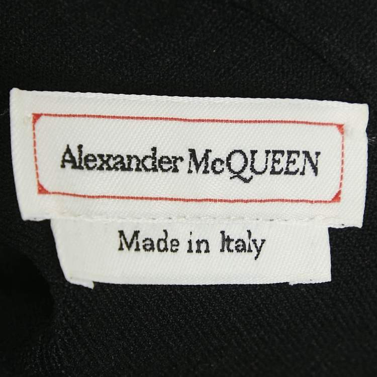 Pre Owned Alexander McQueen Black Knit Engineered Ruffle Crop Top XS