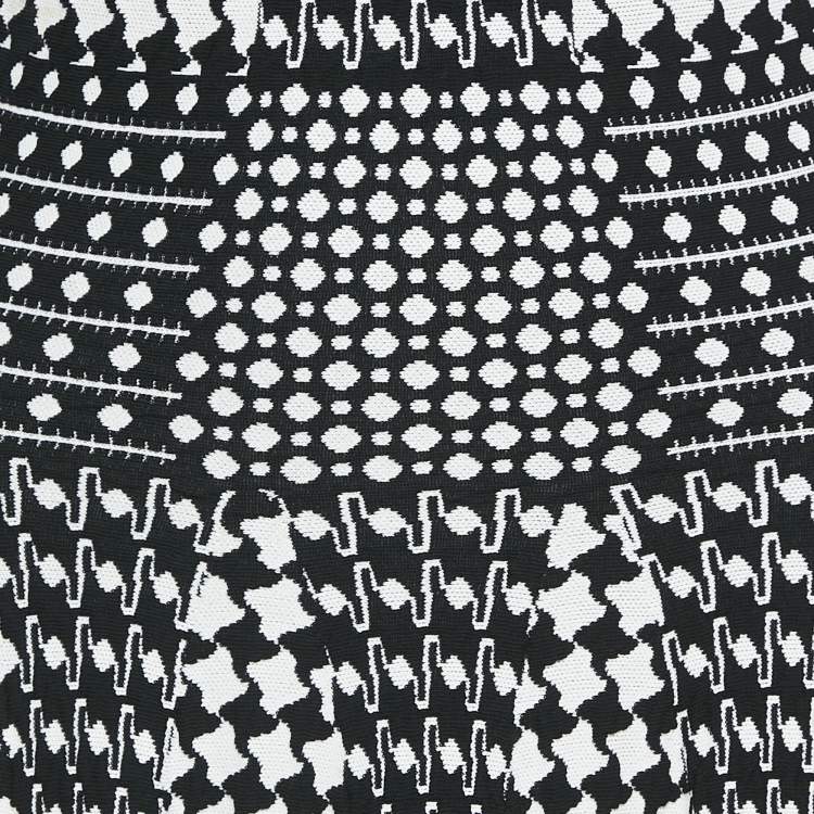 Pre Owned Alexander McQueen Black/Blue Patterned Stretch Knit Short Dress XS