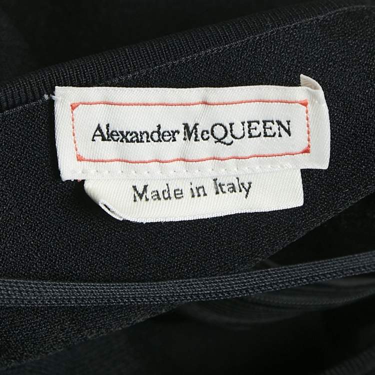 Pre Owned Alexander McQueen Black Stretch Knit Flared Midi Dress S