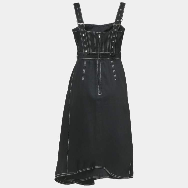 Pre Owned Alexander McQueen Black Denim Bustier Midi Dress M